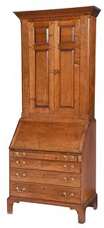 Virginia Chippendale Figured Maple and Mixed Woods Secretary Bookcase