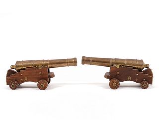 PAIR BRASS NAVAL CANNONS