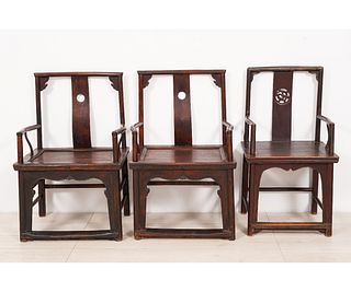PAIR CHINESE OPEN ARMCHAIRS