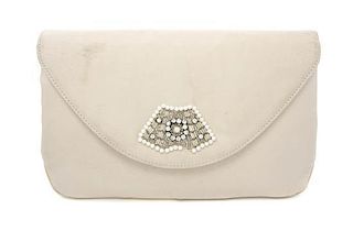 A Givenchy Ivory Satin Evening Bag, 10 x 7 x 1/2 inches.