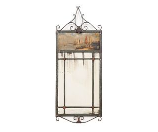 IRON FRAMED MIRROR WITH PANEL
