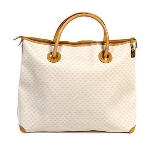 A Gucci Ivory Monogram Canvas Tote, 16 x 18 1/4 x 5 inches.