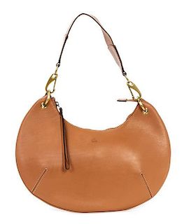 A Gucci Tan Leather Bag, 13 x 7 1/2 x 1 inches.