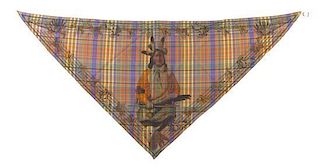 * An Hermes Maxi Pointe Silk Triangle Scarf, 56 x 42 inches.