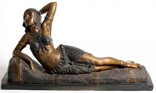 Art Deco-Style Reclining Bronze Egyptian Odalisque