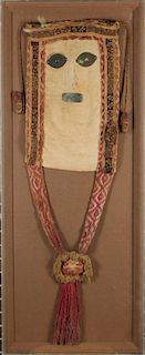 South American Folk Textile Head in Lucite Frame