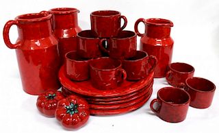 Group of Italian Red-Glazed Pottery Dishes