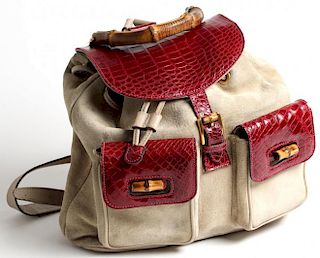 Gucci Suede & Alligator Backpack