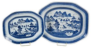 Two Blue and White Chinese Export Platters