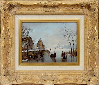 MONOGRAMMED TM DUTCH OIL ON CANVAS LATE 20TH C.