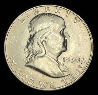 1950-D Franklin Silver Half Dollar BU