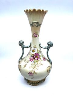 Stoke on Trent crown Devon pottery vase with handles