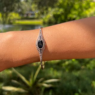 Art Deco 18k & Platinum Diamond Sapphire Bracelet