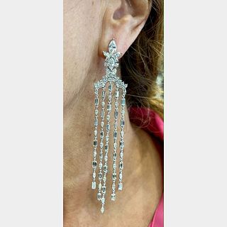 Platinum 18.20 Ct. Diamond Chandelier Earrings