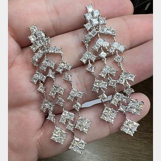 18K White Gold 12.12 Ct. Diamond Chandelier Earrings