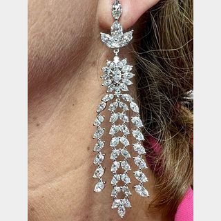 Platinum 32.50 Ct. Diamond Chandelier Earrings