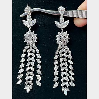 Platinum 26.00 Ct. Diamond Chandelier Earrings