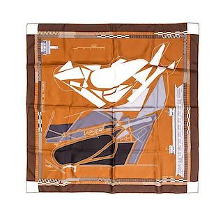 * An Hermes Silk Scarf, 34 1/2 x 34 1/2 inches.
