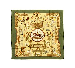 * An Hermes Cashmere Silk Scarf 34 1/2 x 34 1/2 inches.