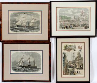 HAND COLORED ENGRAVINGS 19TH C.