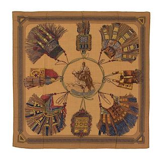 * An Hermes Cashmere Silk Scarf, 34 1/2 x 34 1/2 inches.