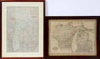 JOHNSON'S MAPS OF WISCONSIN & MICHIGAN