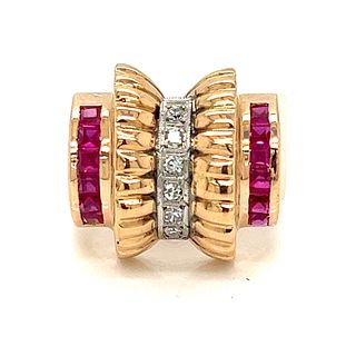 Retro 18k Pink Diamond Chevalier Ring