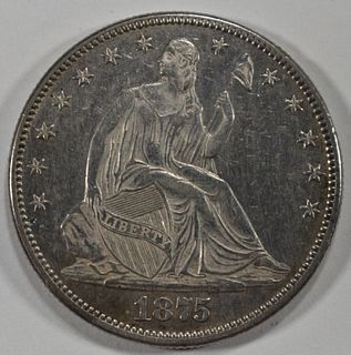 1875 SEATED LIBERTY HALF DOLLAR AU/BU
