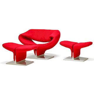PIERRE PAULIN Ribbon chair and two ottomans