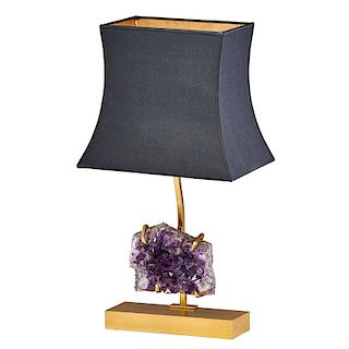 WILLY DARO (Attr.) Table lamp w/ amethyst geode