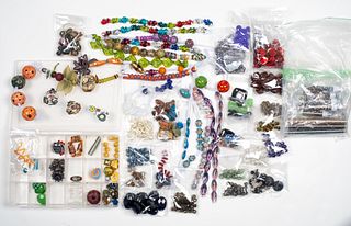 Large Lot of Glass and Ceramic Artisan Beads and Findings