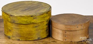 Two bentwood pantry boxes, the larger with a later yellow surface, 4 1/2'' h., 8 1/4'' w.