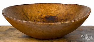 Turned pine bowl, 19th c., 6'' h., 20 1/2'' dia.