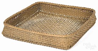 Split oak basket tray, 5'' h., 22'' w.