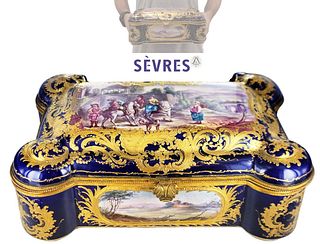 Large 19th C. Sevres French Porcelain Jewelry Box