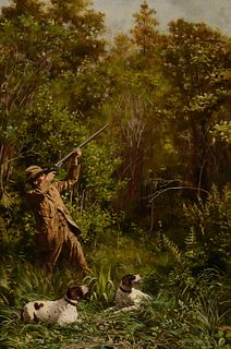 John Tracy (1843 – 1893) — Woodcock Shooting in a Wood (ca. 1880s)