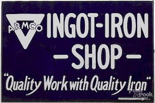 Baltimore Enamel Co. trade sign for Armco Ingot - Iron - Shop, 12'' x 18''.