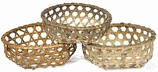 Three cheese baskets, 19th c., largest - 9'' h., 23 1/2'' w.