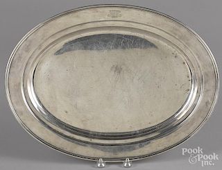 Tiffany & Co. sterling silver platter, 13 1/4'' l., 18'' w., 45.6 ozt.
