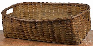 Large split oak basket, 19th c., 9'' h., 30 1/2'' w.