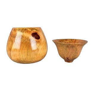 Two Norfolk island Pine Wooden Vessels