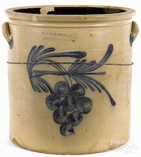 Six-gallon stoneware crock, 19th c., impressed Cowden & Wilcox Harrisburg Pa