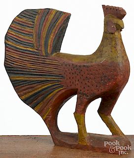 Carved and painted rooster, by Keith Collis, 15 1/2'' h.