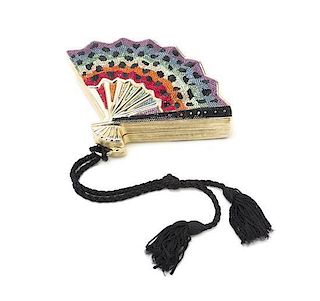 * A Judith Leiber Multicolor Crystal Fan Minaudiere, 7 x 4 1/2 x 1/2 inches.