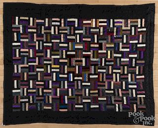 Victorian silk basketweave quilt, 71'' x 55''.