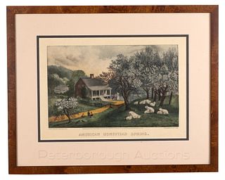 Currier and Ives Framed Print, American Homestead Spring