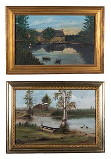 Two Vintage New England Waterside Paintings