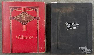 Two postcard albums, early 20th c., to include photo postcards of local sights
