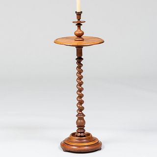 Anglo-Dutch Walnut and Fruitwood Barley Twist Standing Lamp 