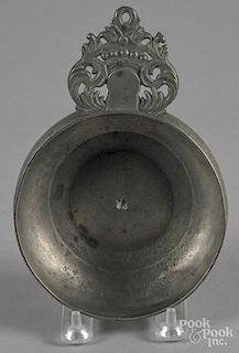 New York crown handled porringer, 19th c., bearing the touch of Boardman & Co., 5 1/4'' dia.